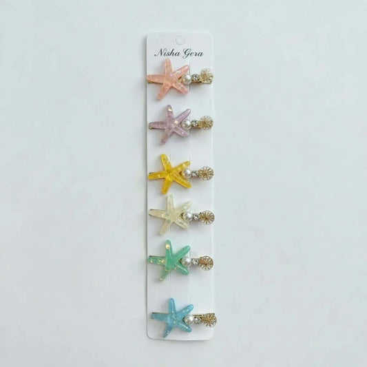 Resin Starfish Pearl Charm Hair Clip – 6 Color Options