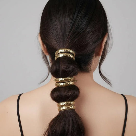 Hammered Halo Pony Cuffs - Golden