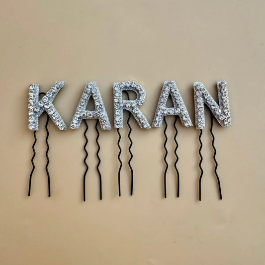 Silver Crystal Luxe Letter Hair Pin
