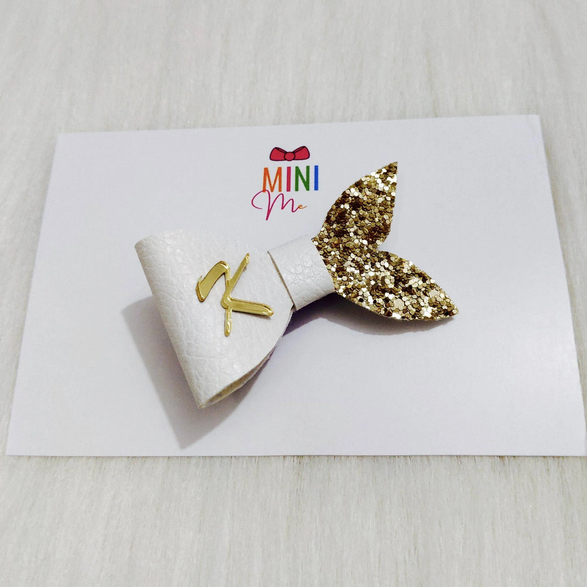 White & Gold Custom Name Letter mermaid Bow Hair Clip | Personalized Designer Hair Accessories for Kids & Girls