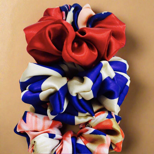 Floral and Stripes Scrunchie Set | Women Designer Hair Accessories