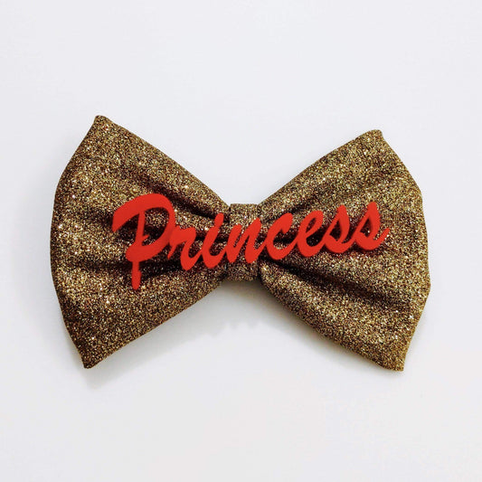Custom Name Golden Hair Bow Clip | Personalized Gift Accessory for Girls