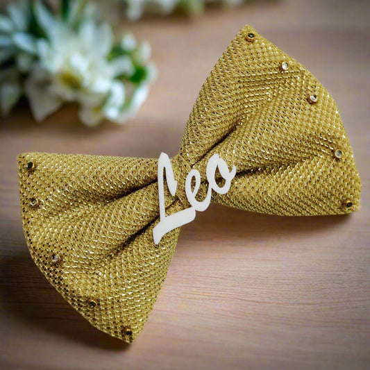 Custom Name Golden Bow Hair Clip | Personalized Gift Accessory for Girls
