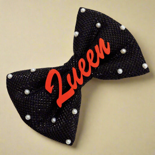 Custom Name Black Bow Hair Clip | Personalized Gift for Girls