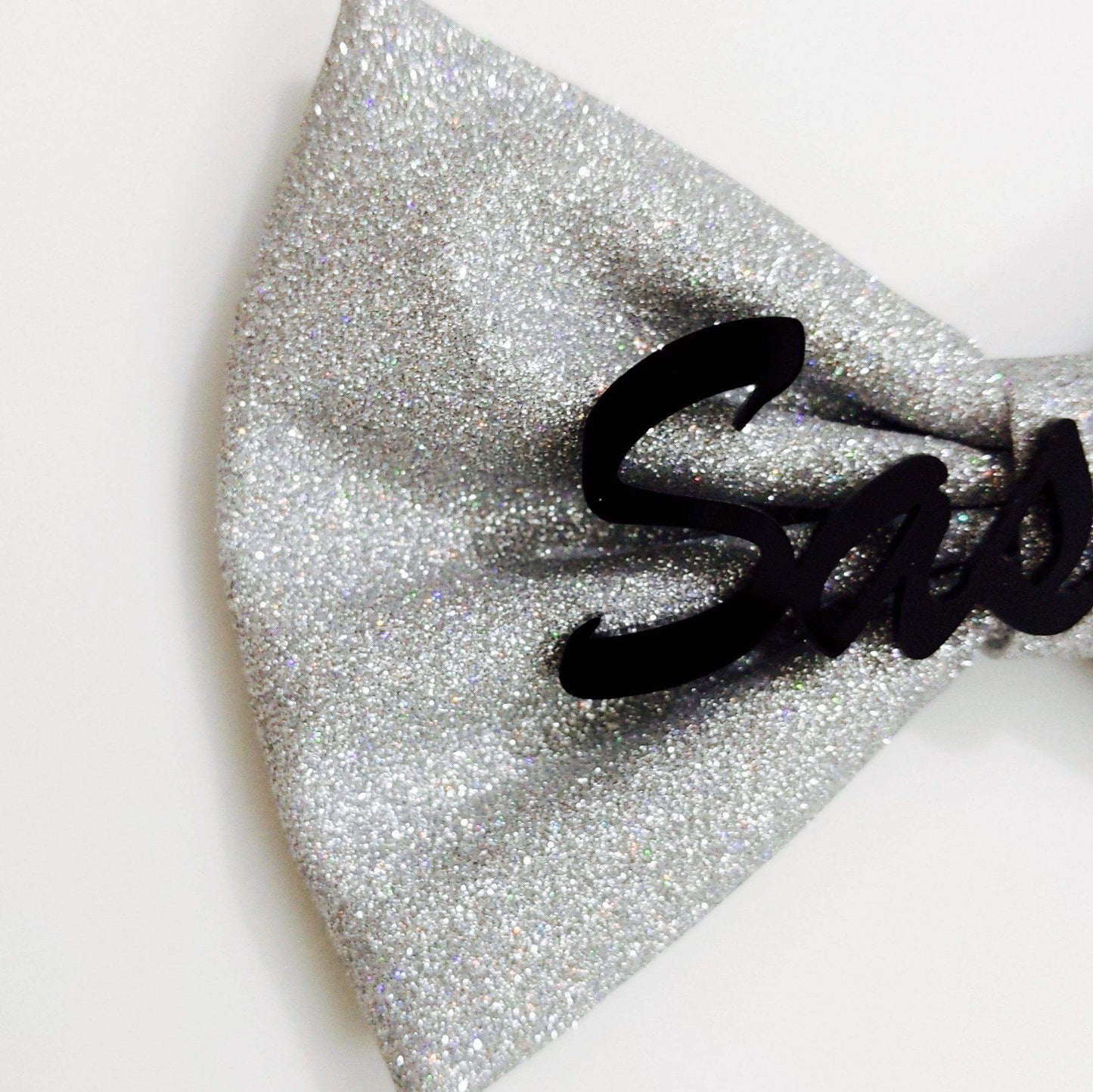 Custom Name Silver Bow Hair Clip | Personalized Gift for Girls