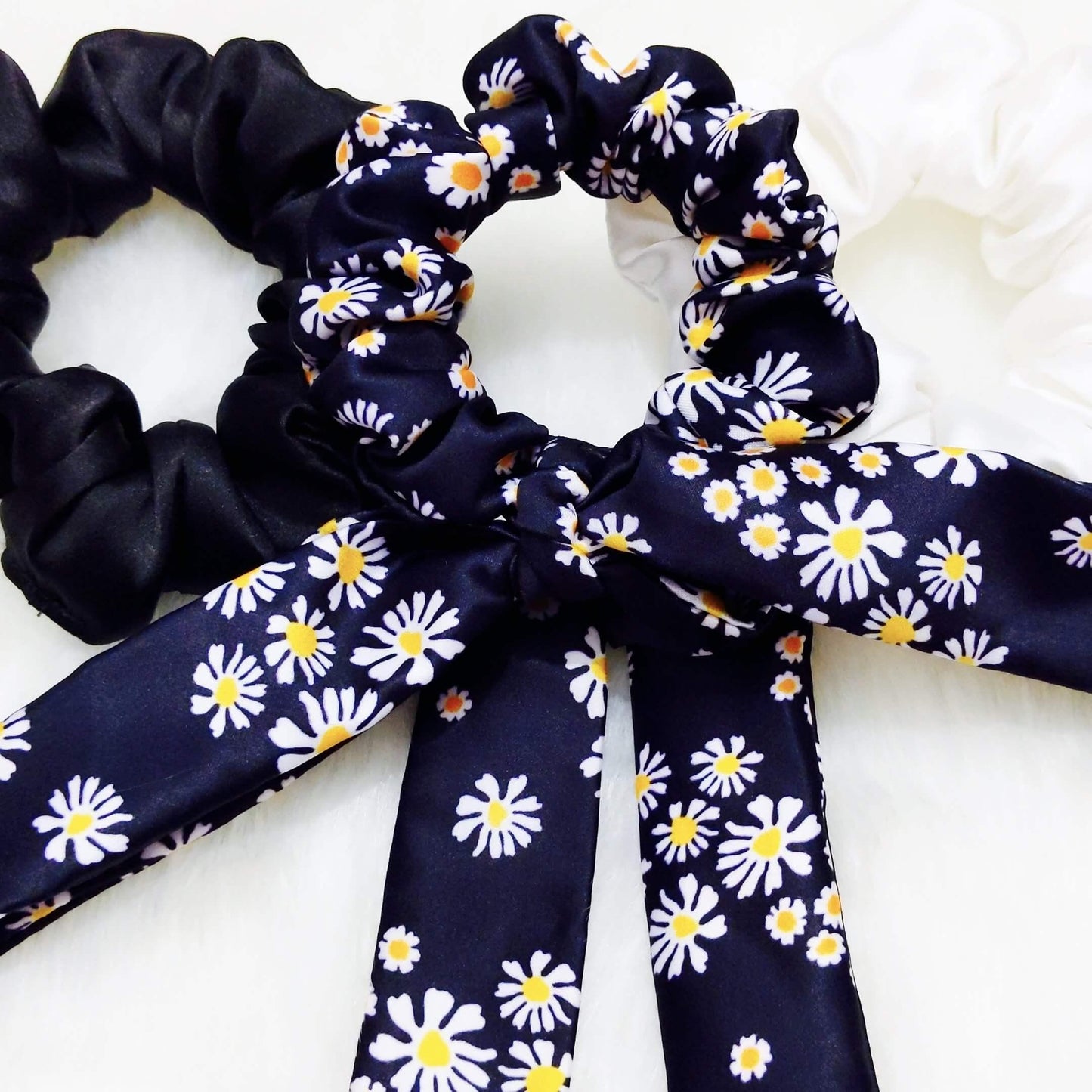 Daisy Love Scrunchie Set | Designer Satin Scrunchies