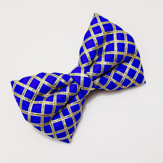 Blue and Gold Festive Princess Bow Hair Clip | Premium Hair Bows