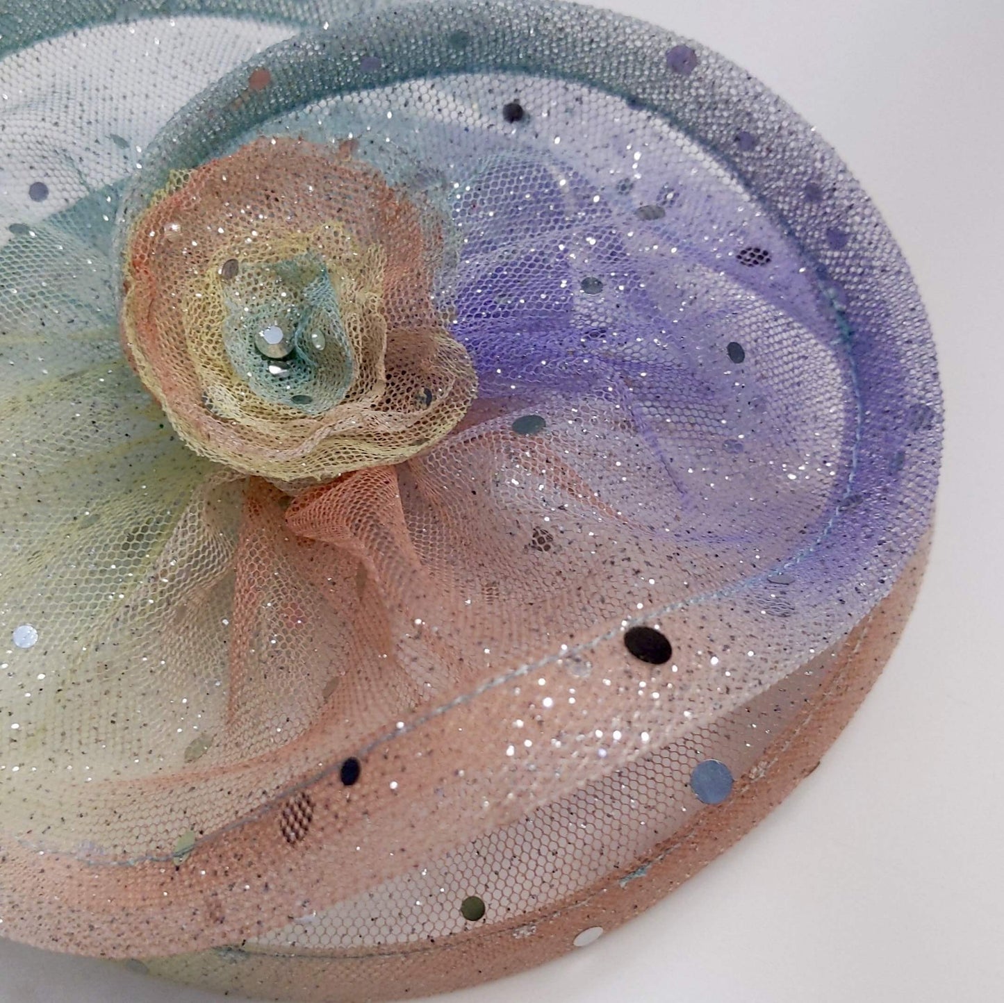 Twist and Shine Rainbow Fascinator Hat | Designer Hair Accessory