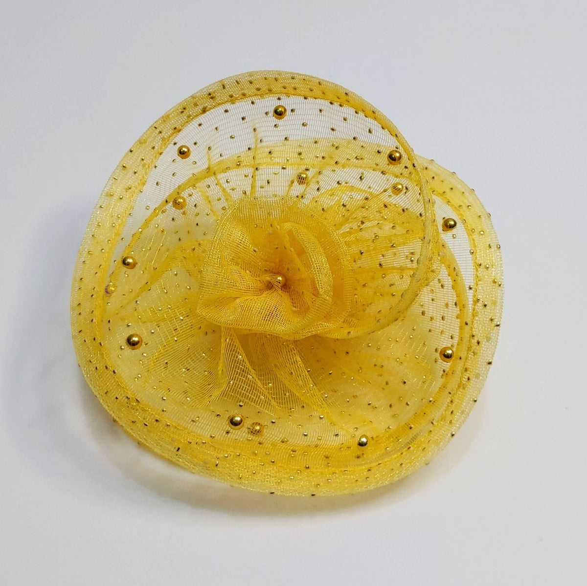 Twisted Yellow Fascinator with Pearls | Kids Designer Fascinator