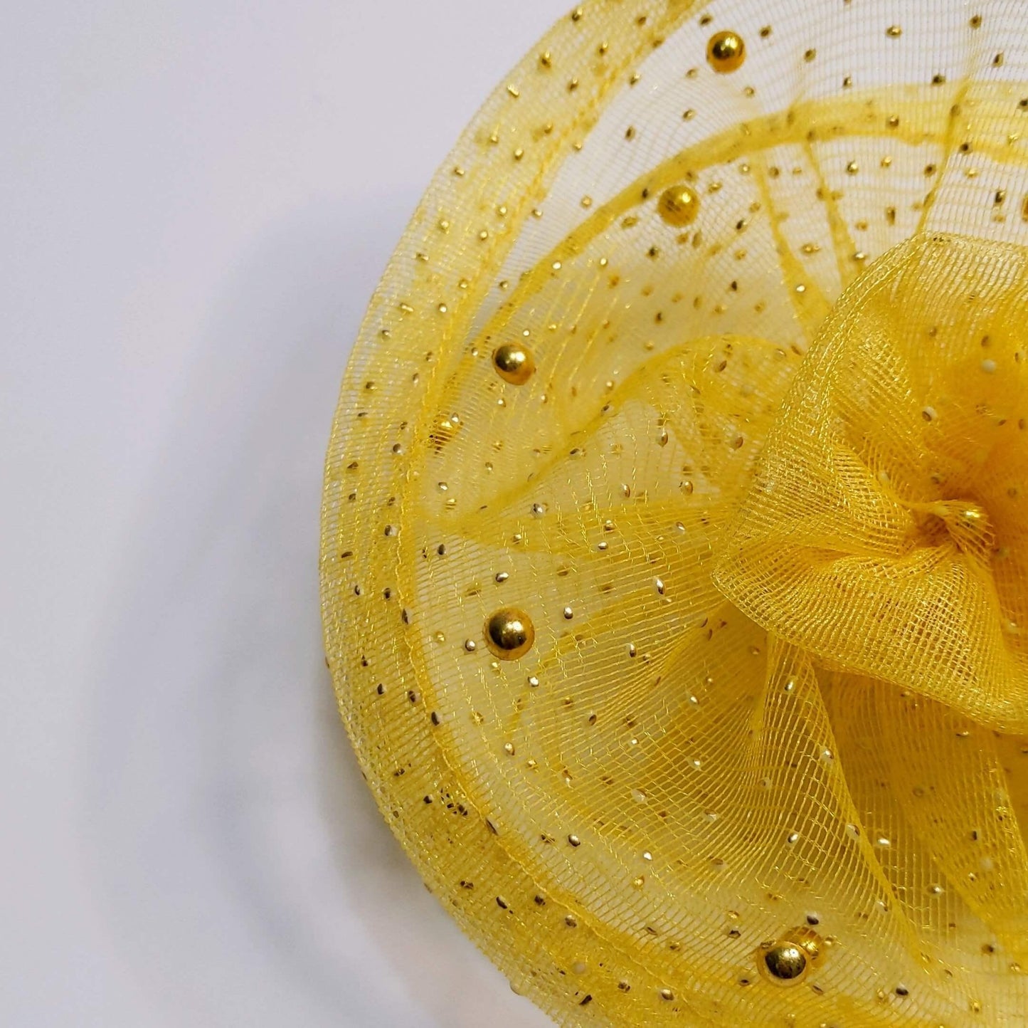 Twisted Yellow Fascinator with Pearls | Girls Designer Alligator Clip