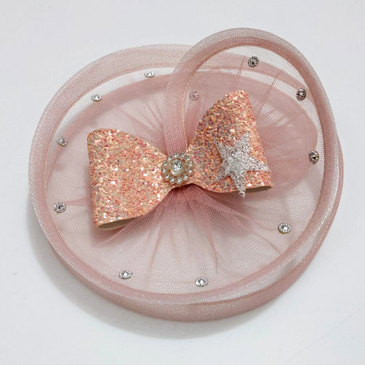 Blush Pink Star Fascinator for Kids | Girls Hair Clip | Baby Girl Headband