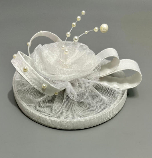 White Princess Fascinator Alligator Hair Clip for Women