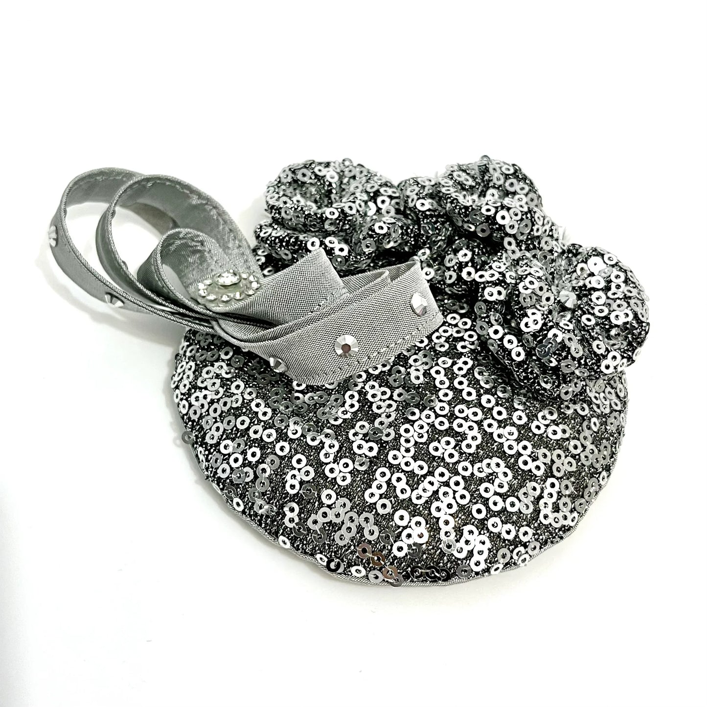 Dreamy Silver Sequin Fascinator Hat | Victorian Design