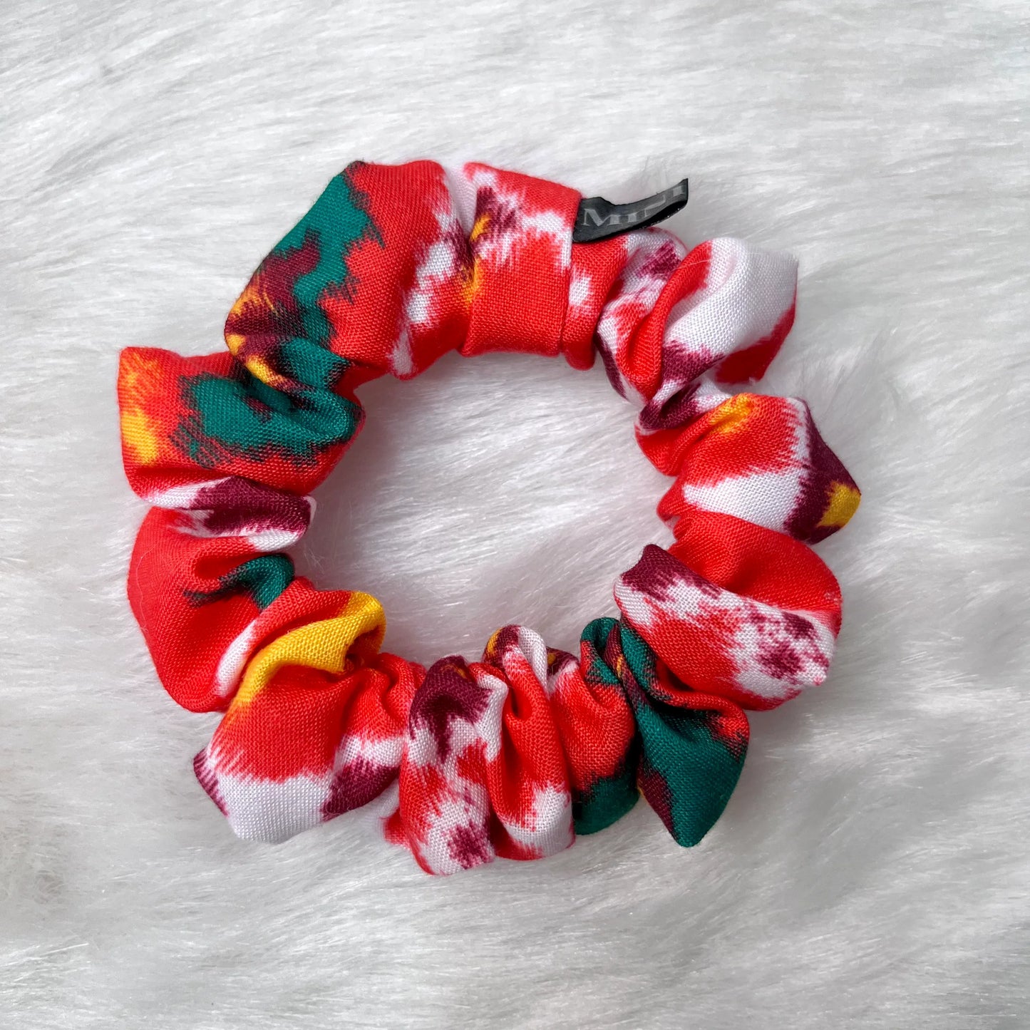 Be Dazzled Red White, Multicolor Cotton Silk Scrunchie