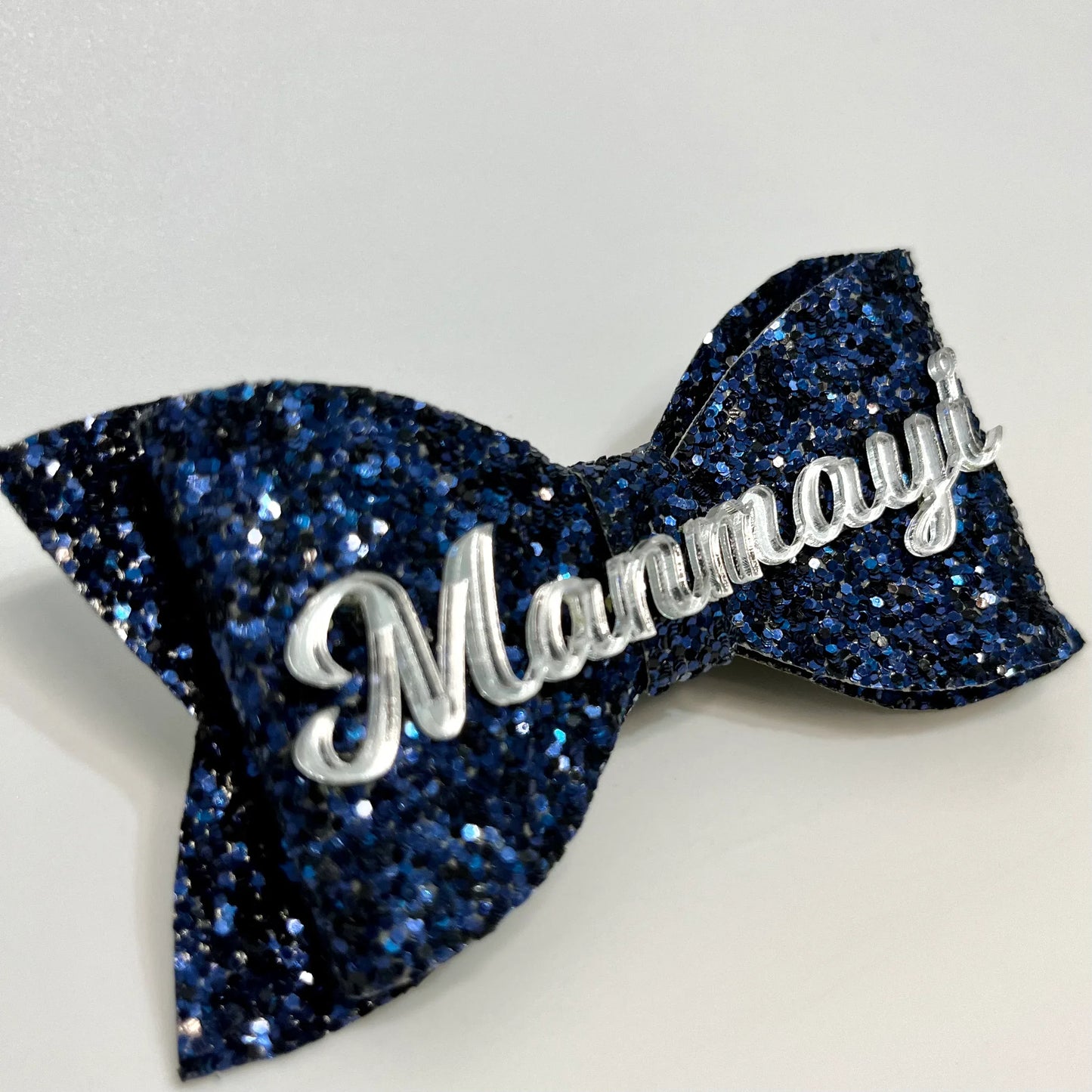 Custom Name Blue Bow Hair Clip | Glitter Personalised Alligator Hair Clip