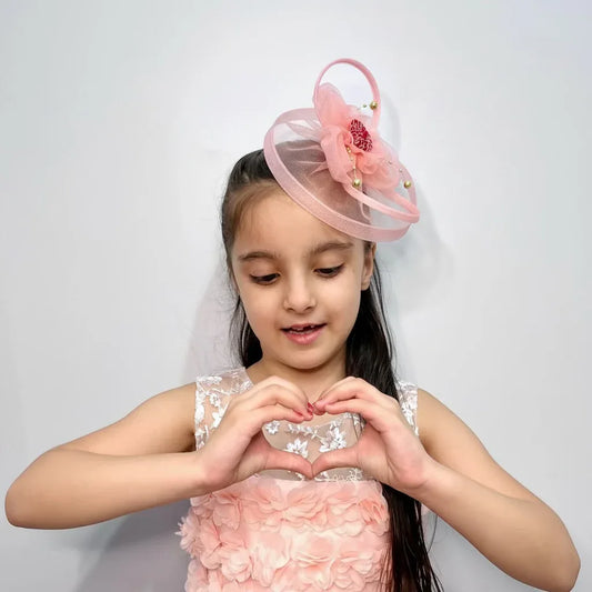 Peach Flower Fascinator Hat | Floral Birthday Hair Accessory