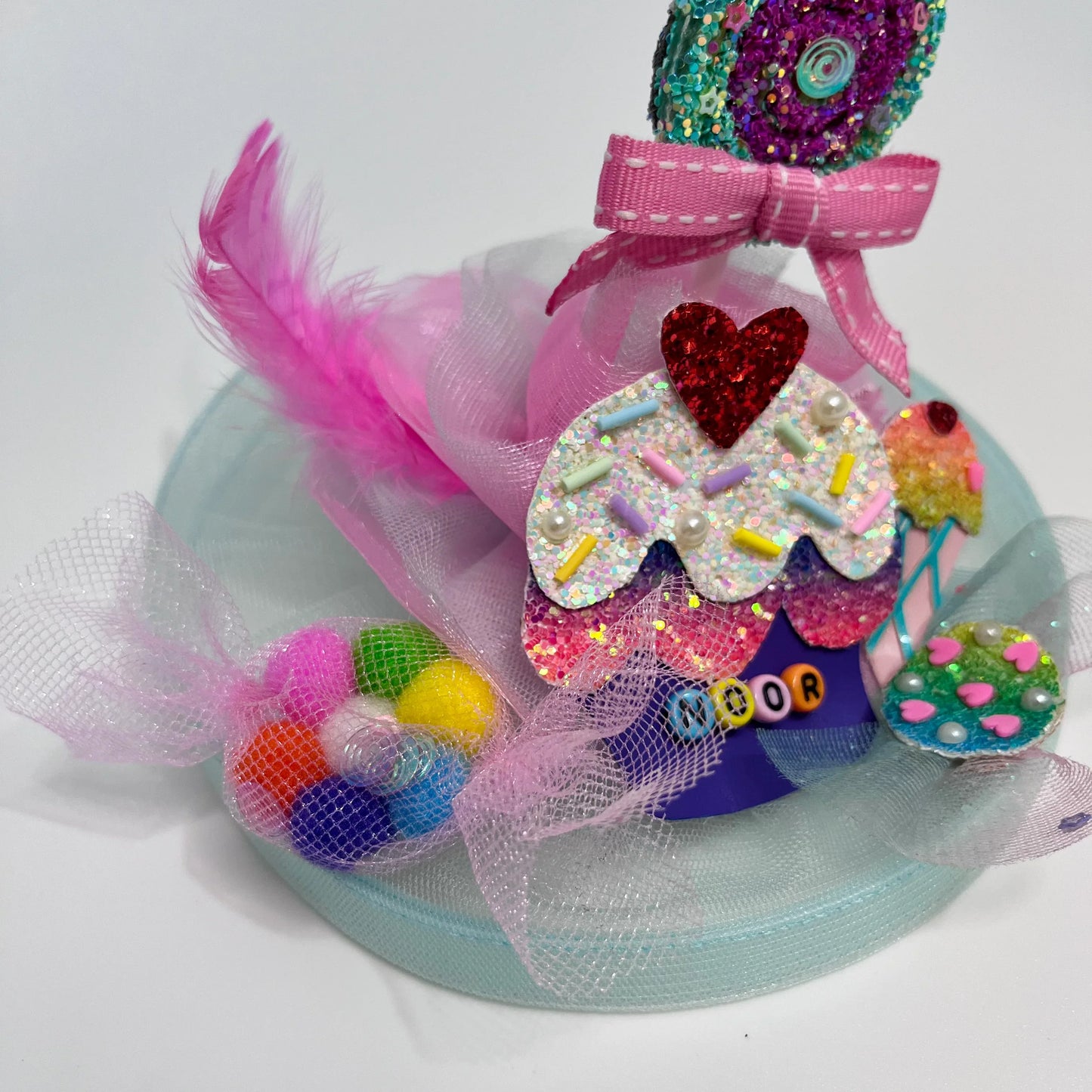 Personalised Candy Fascinator Hat | Designer Custom Name Headband