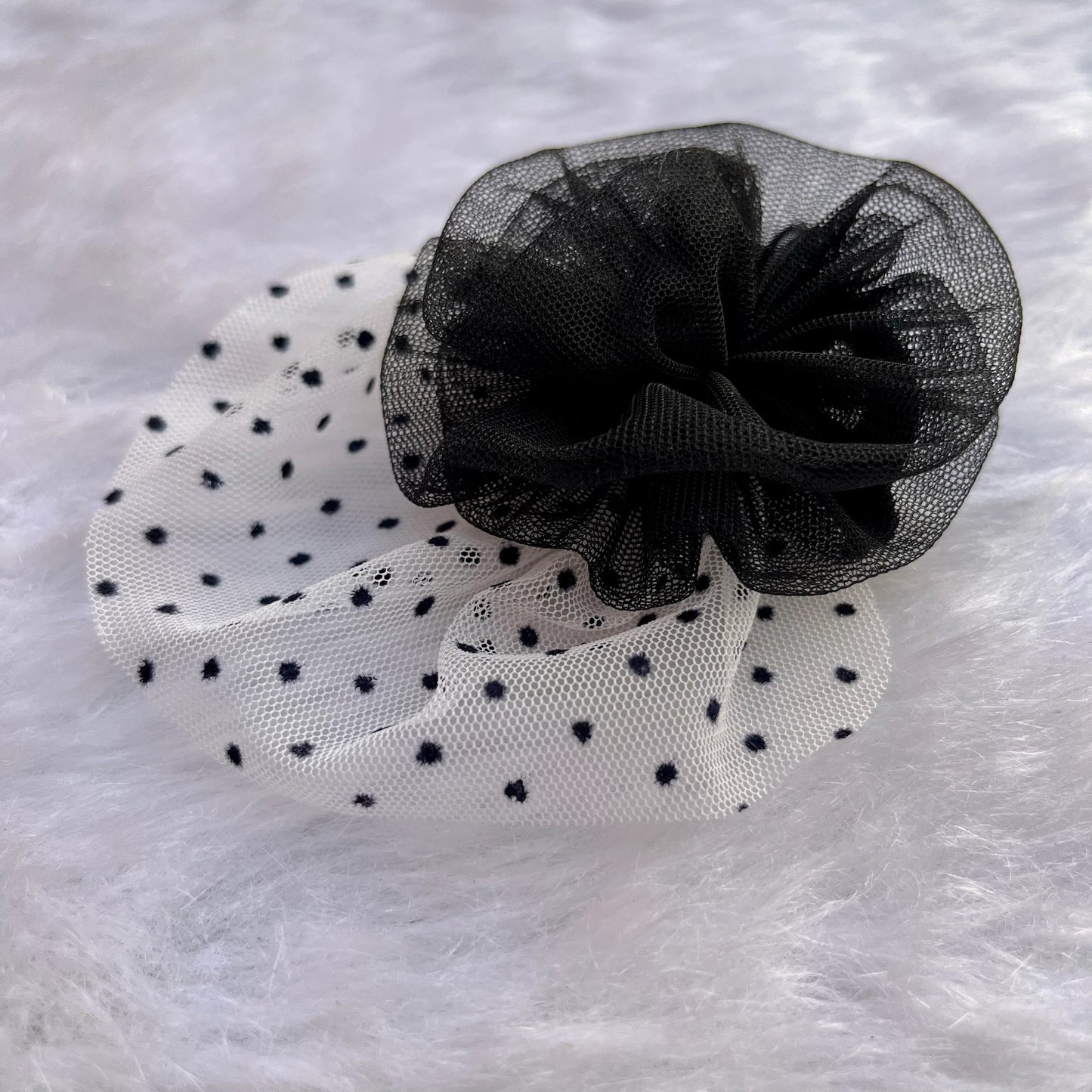 Black and White Polka Dots Fascinator Hair Clip