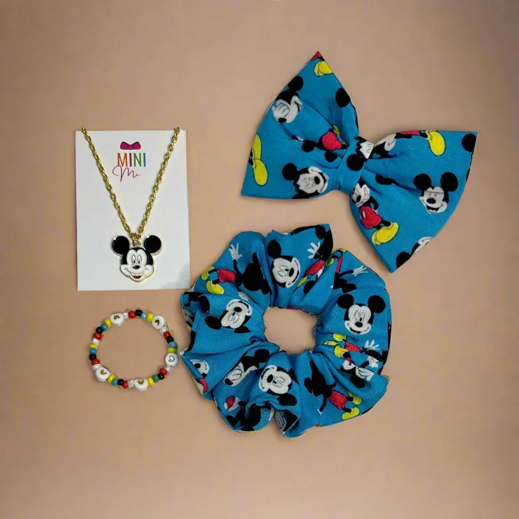 Mickey Mouse Accessories Combo | Scrunchie | Hair Bow | Necklace | Bracelet