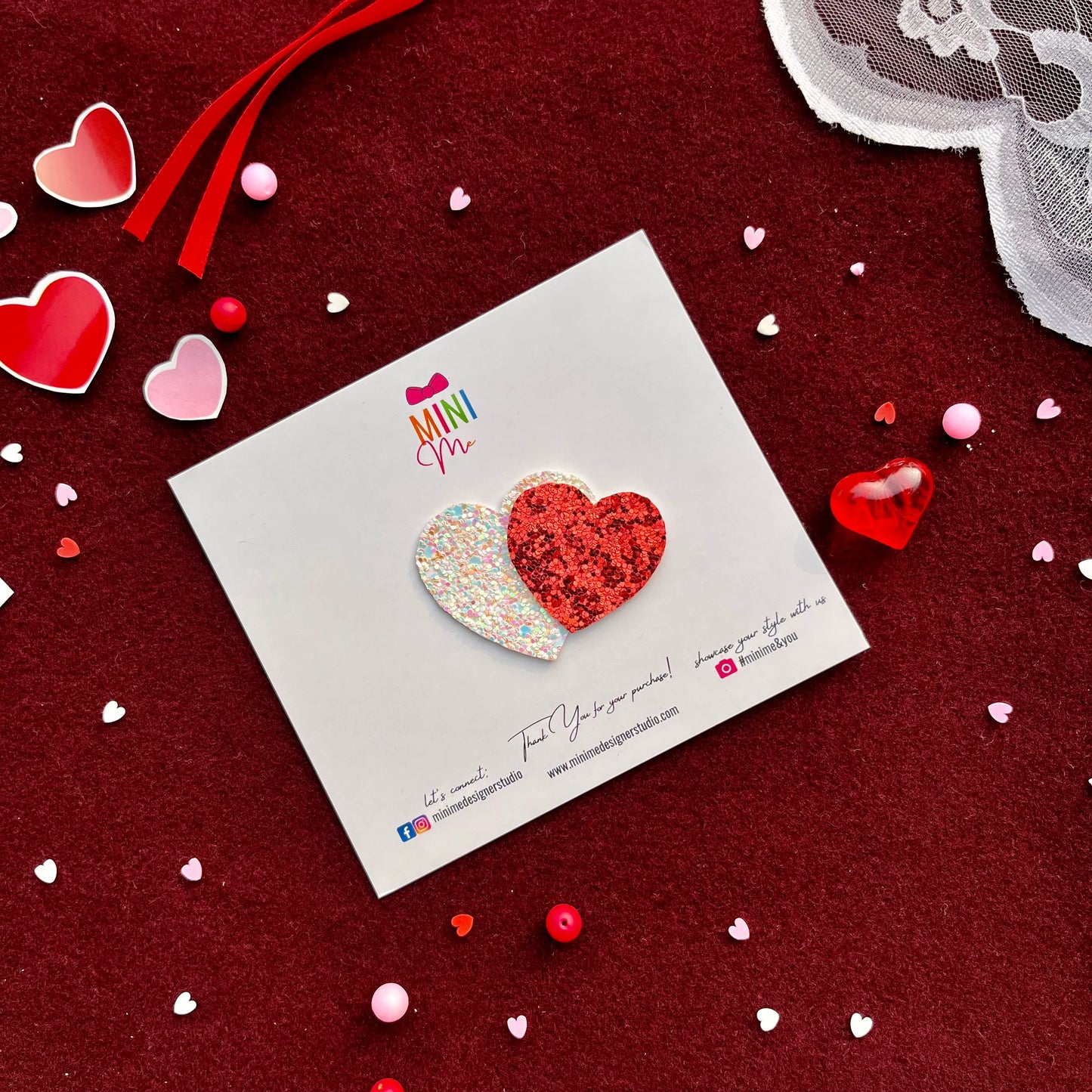 Happy Hearts White & Red Hair Clip | Valentine's Day Gift for Her