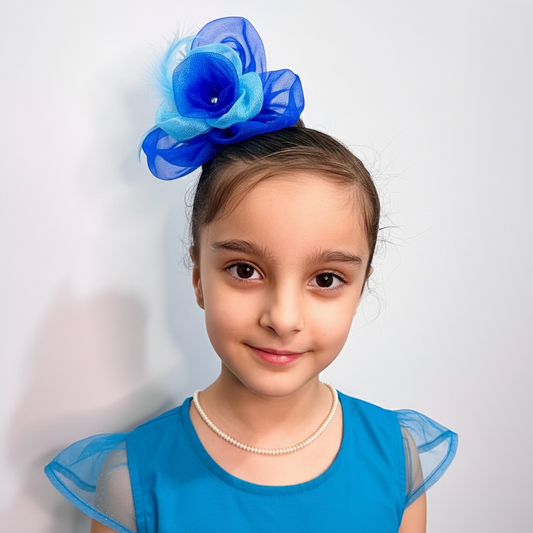 Blue flower fascinator | Designer Birthday Hair Clip