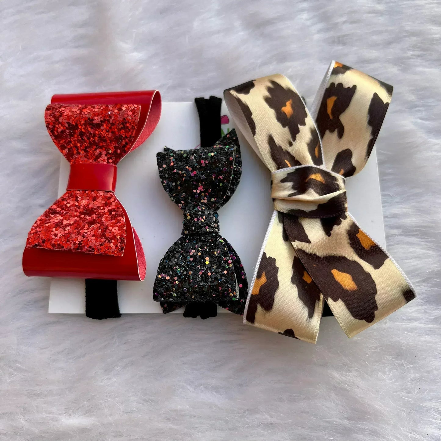 Red glitter bow | Black Glitter bow | Brown satin bow headband