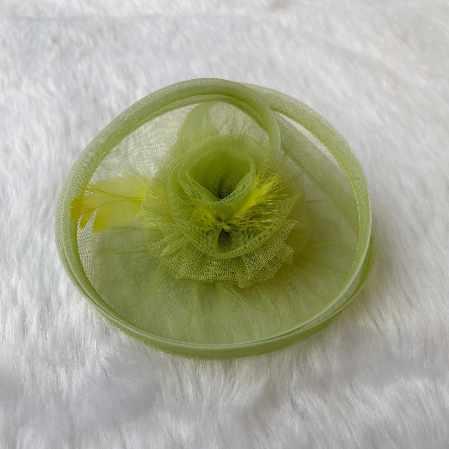 Twisted Pastel Green Fascinator Hat with Feather | Designer Hair Clip