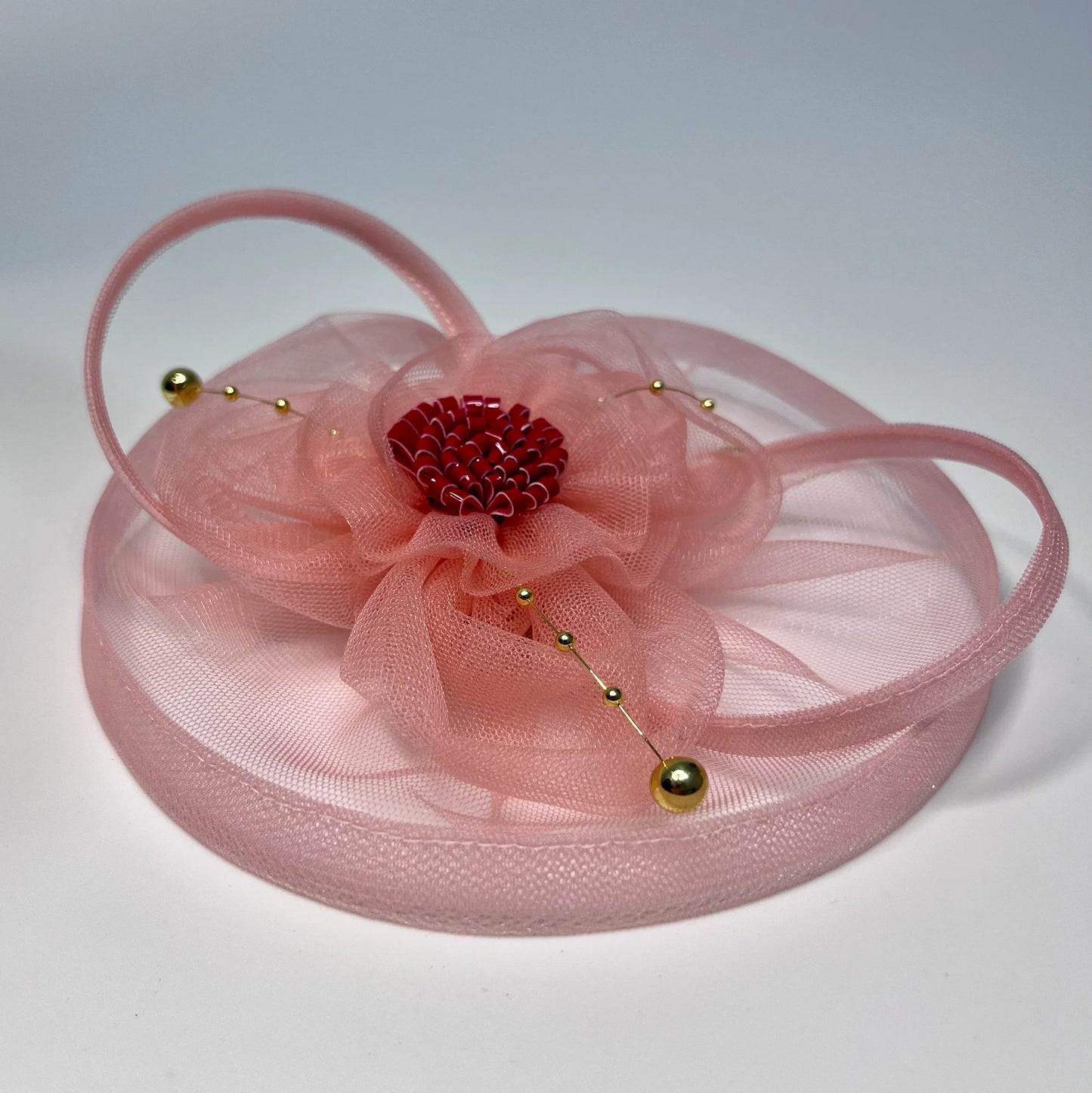 Peach Flower Fascinator Hat | High Team Summer Casual Hair Accessory