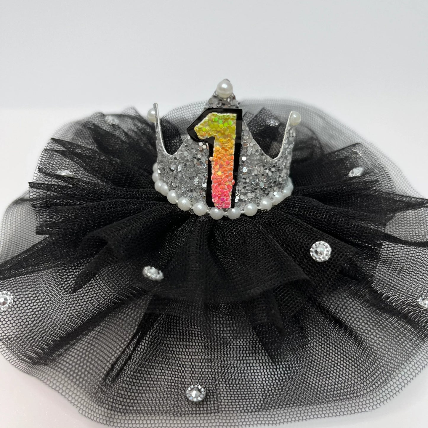 Personalised Birthday Black Crown Hair Clip | Baby Girl Headband