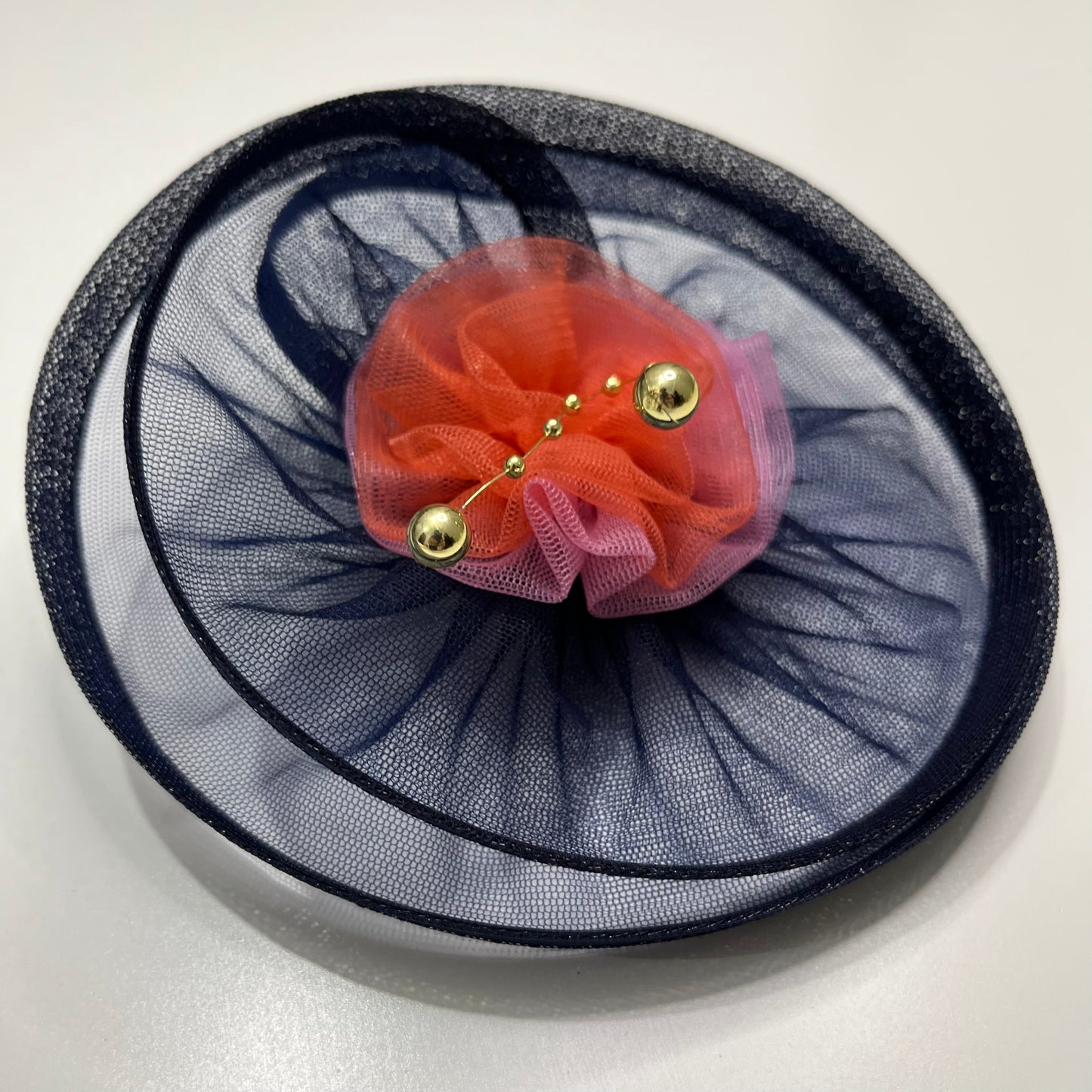 Navy Blue Flower Fascinator Hat | Designer Headpiece