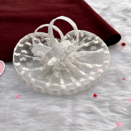 Unique Hair Clip for Valentine Day Gift | White Fascinator