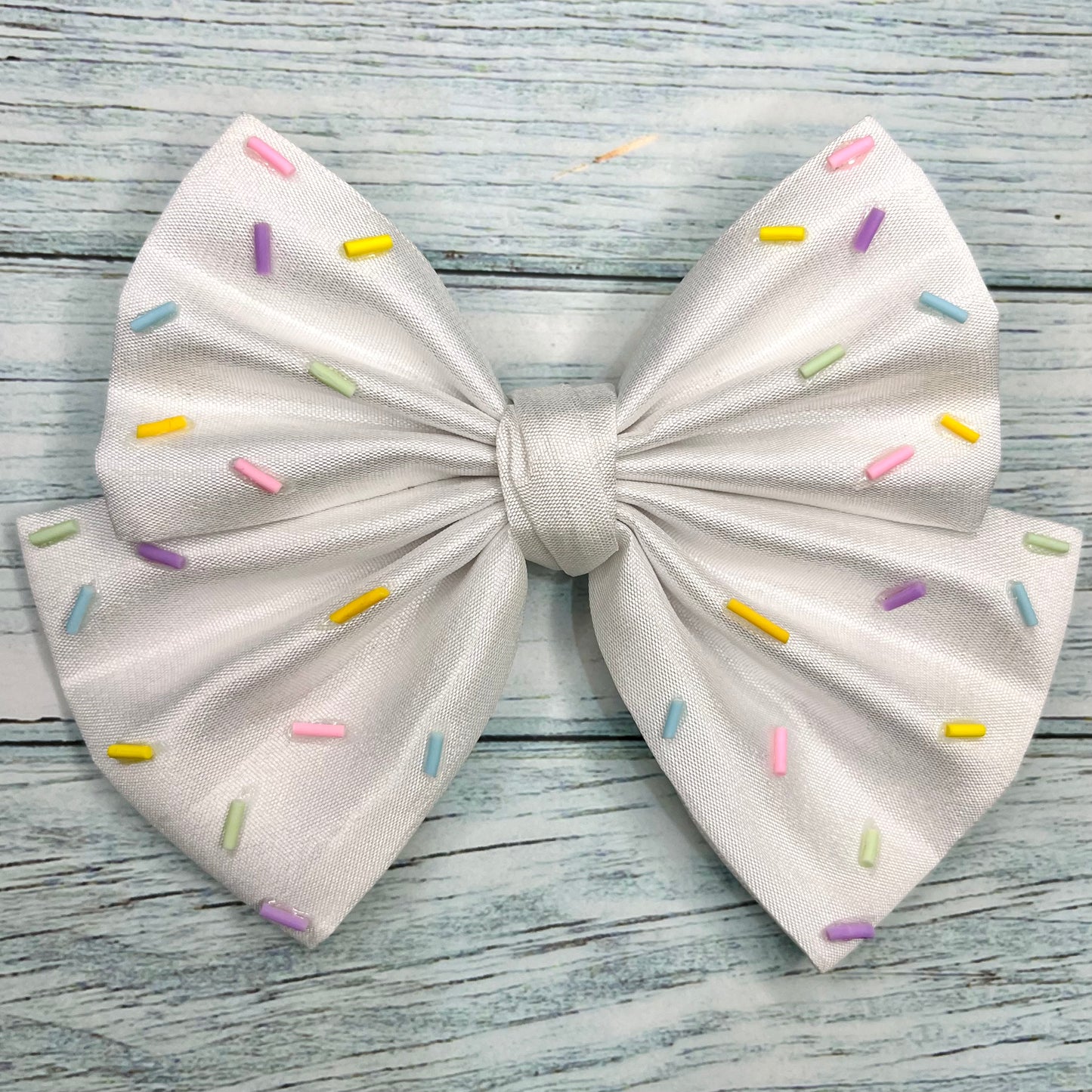 White Sprinkles Sailor Hair Bow | Candy Theme Hair Accessories