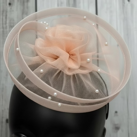 Light Peach Twisted Flower Fascinator Hat