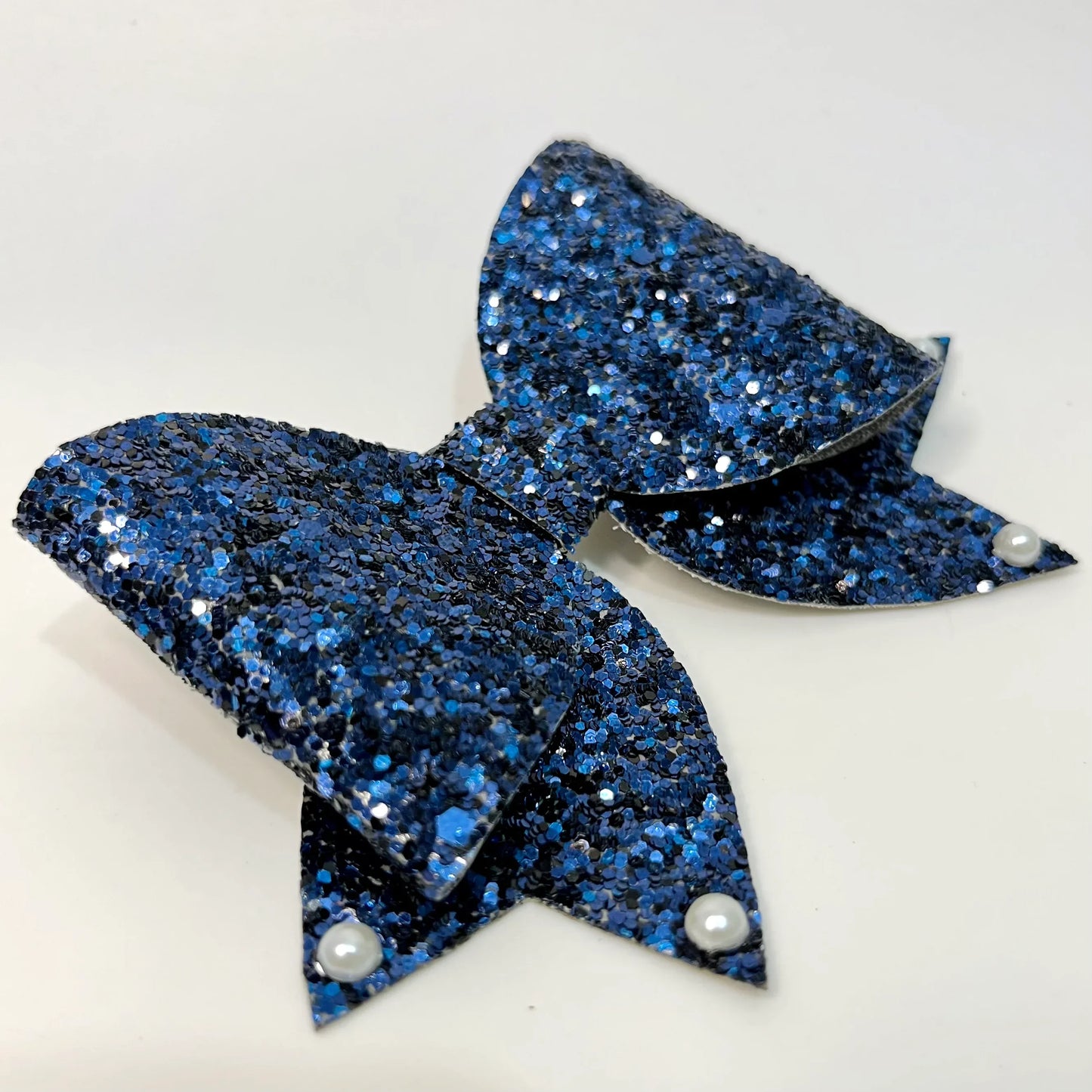 Blue Glitter Pigtail Bow | Hair Clip | Nylon Headband