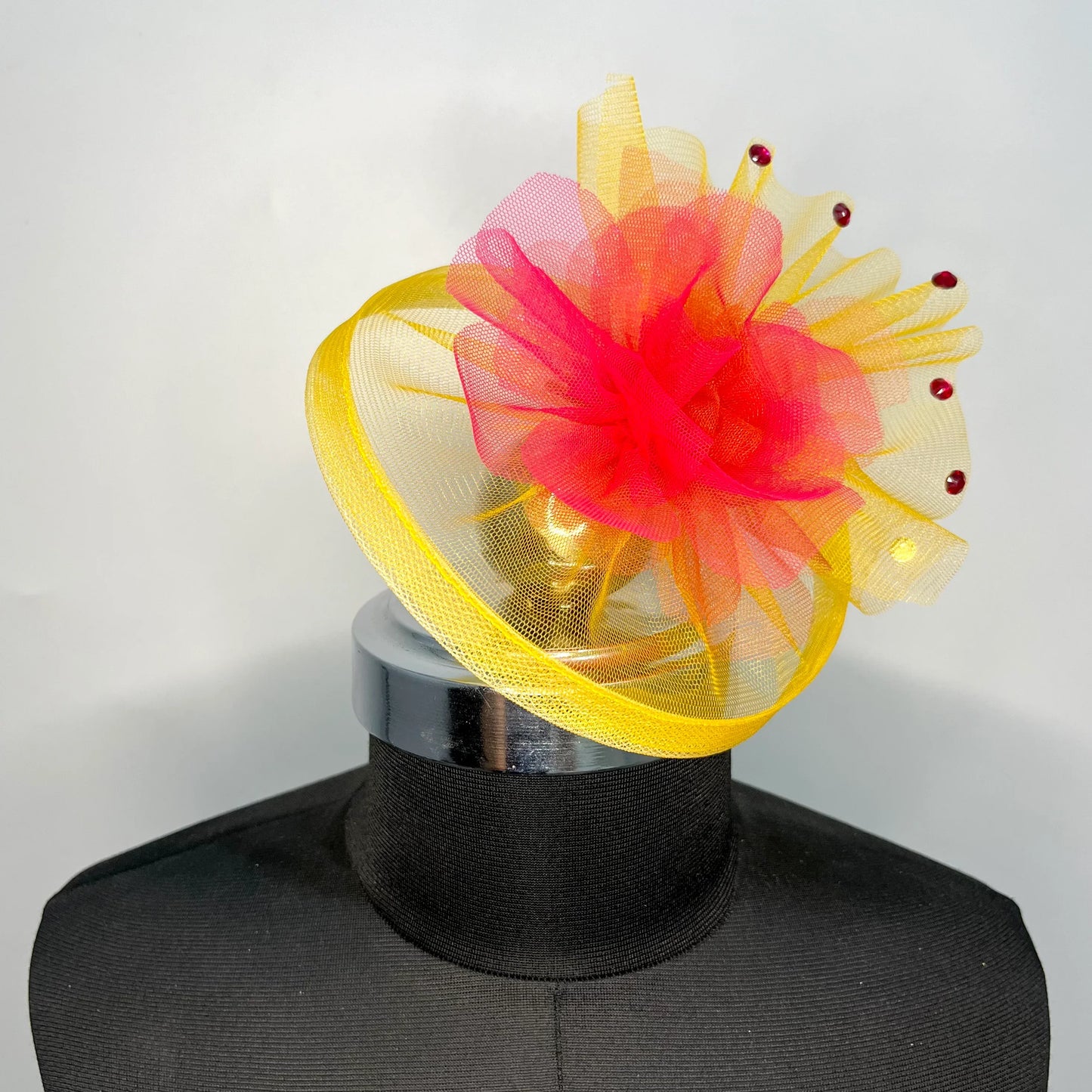Red and Yellow Flower Fascinator Hat | Baby Girl Headband