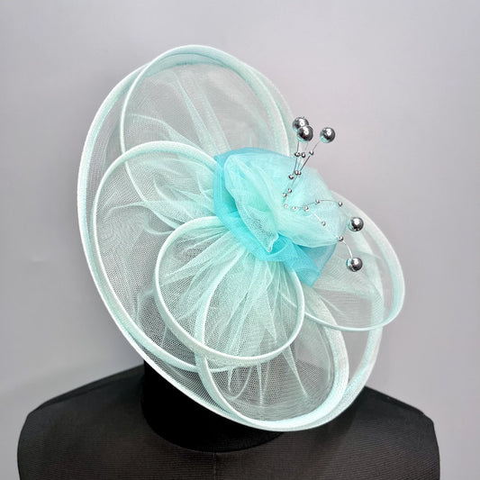 Aqua Mint Fascinator Hair Clip | Couture Headpiece