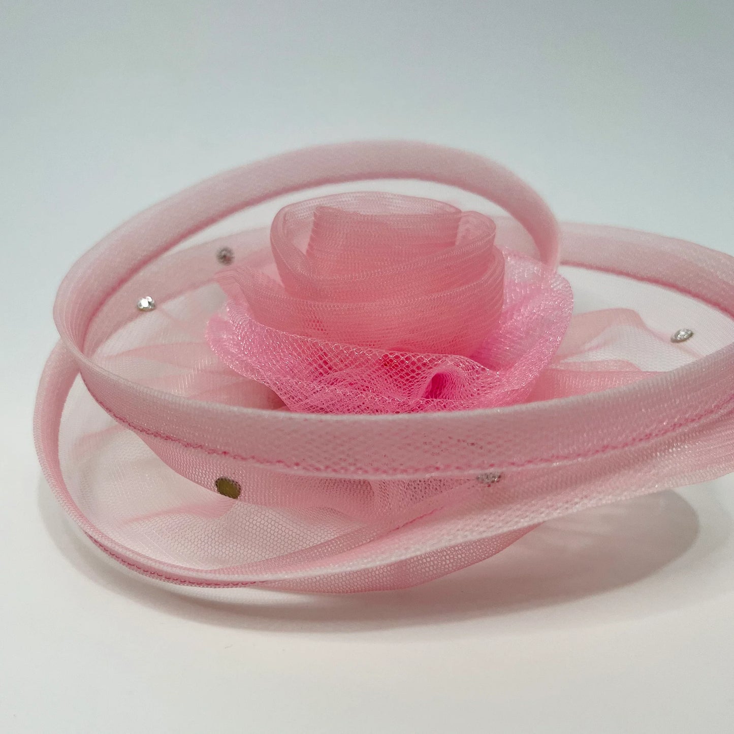 Baby Pink Flower Fascinator | Baby Girl Nylon Soft Headband
