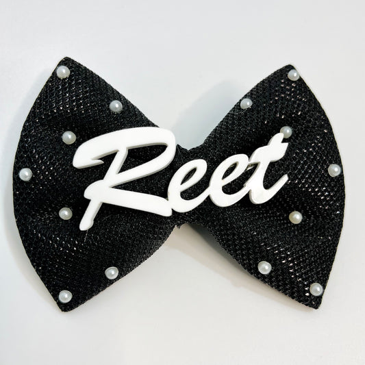 Personalised Name Black Bow | Custom Name Hair Clip