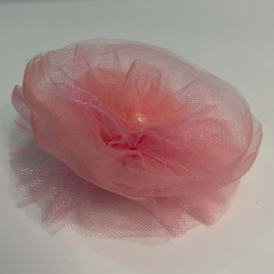Aurora Princess Ruffled Fascinator | Baby Pink Designer Hair Clip