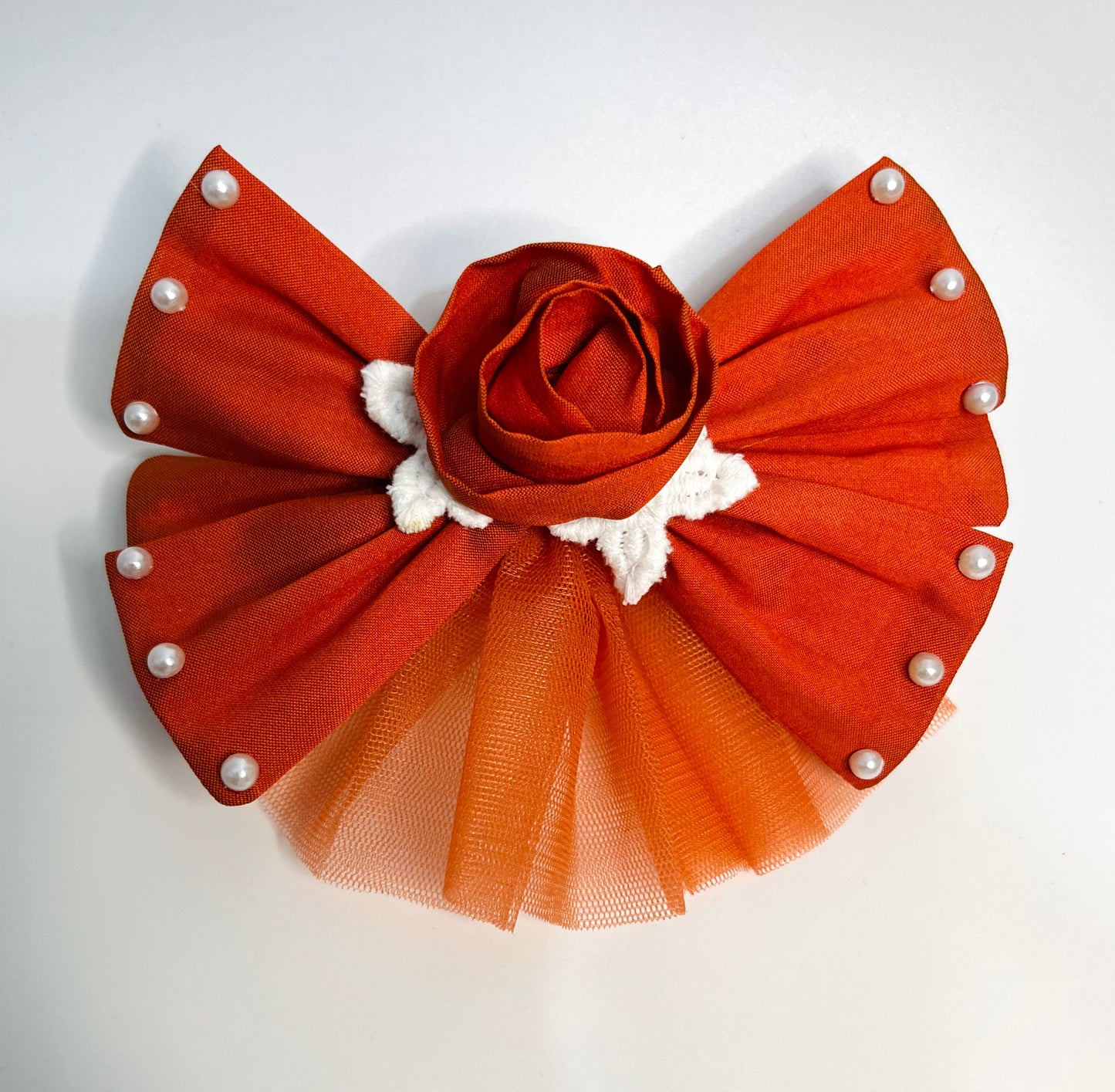 Princess Moana Rust Red Flower Fascinator