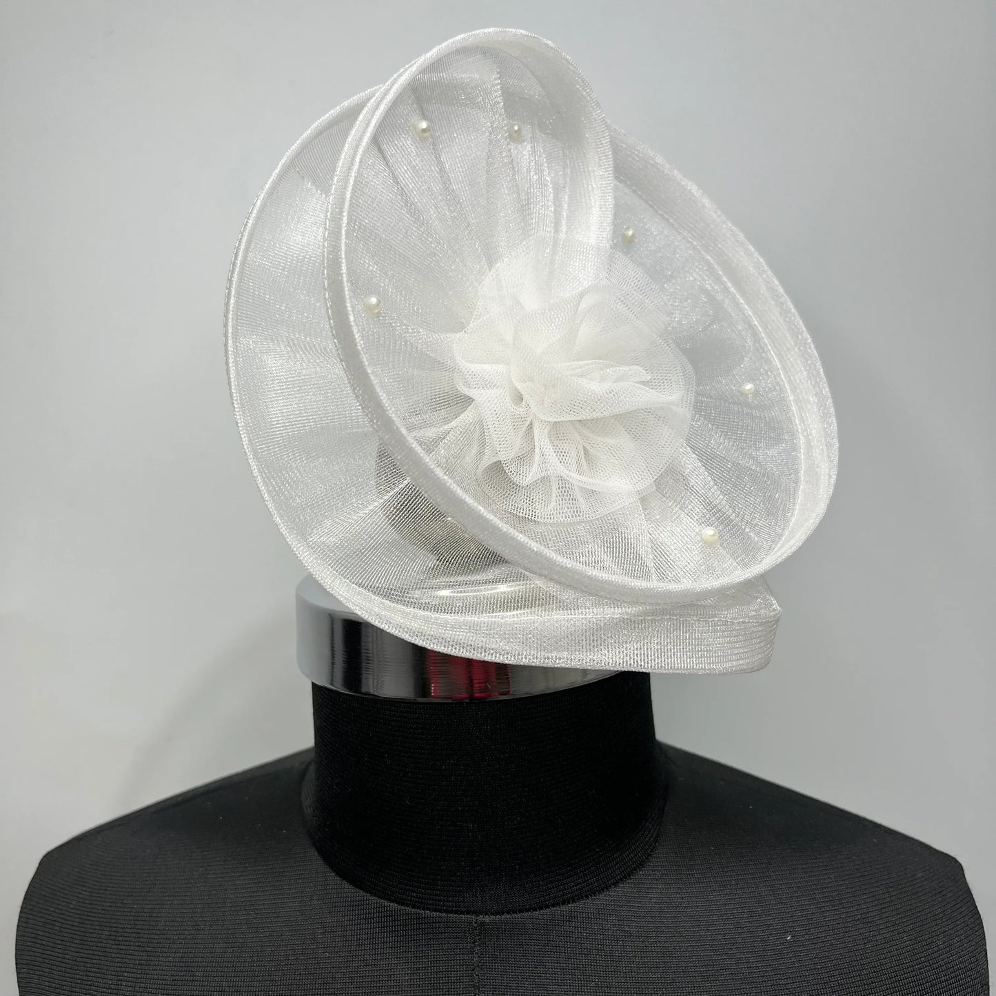 Twisted White Flower and Pearls Fascinator | Birthday Hair Accessories