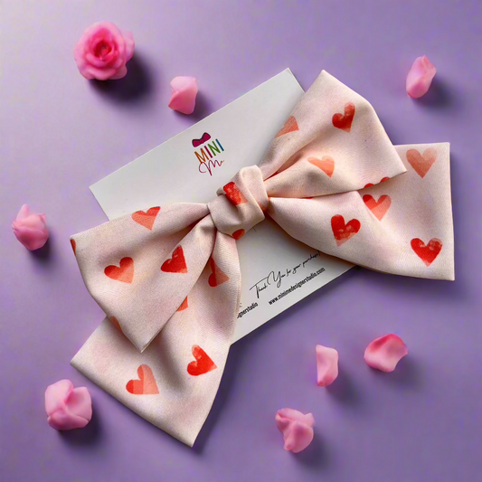 Love Matters Hair Bow | Designer Red Hearts Hair Clip