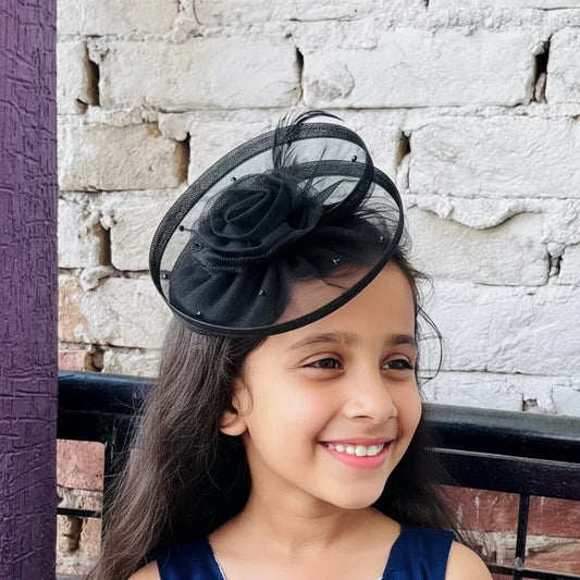 Black Feather and Pearls Fascinator | Designer Hair Clip