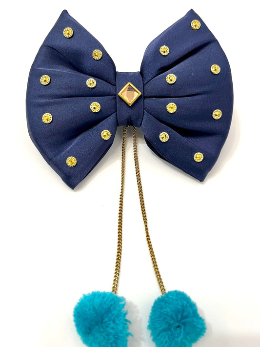 Navy Blue Ethnic Hair Bow