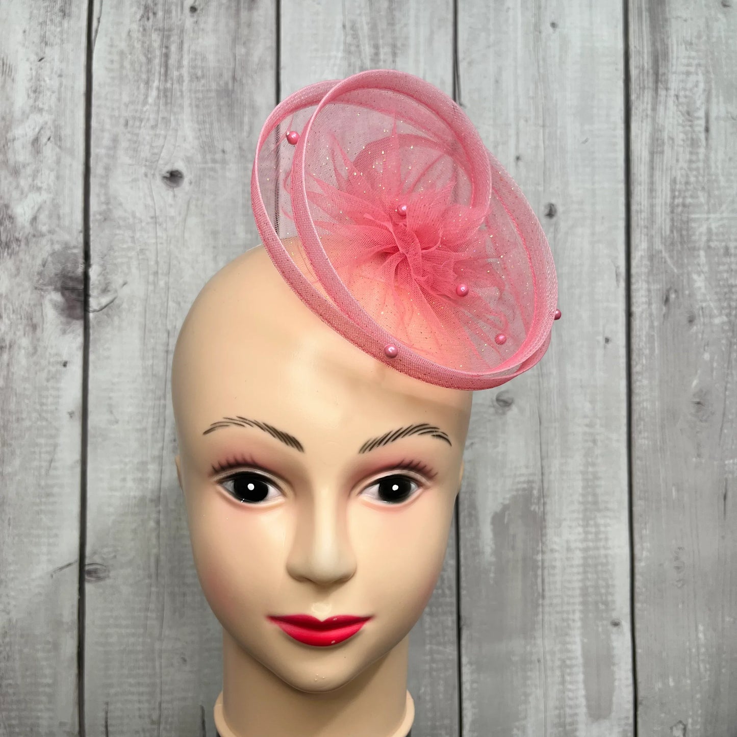 Golden Sparkle Soft Pink Fascinator Headband for Baby Girl