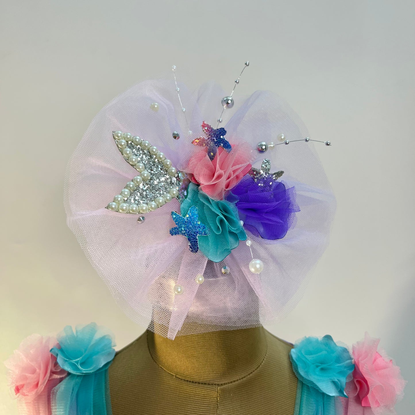 Mermaid Vibes Multicolor Fascinator Hair Clip | Designer Theme Hair Accessory