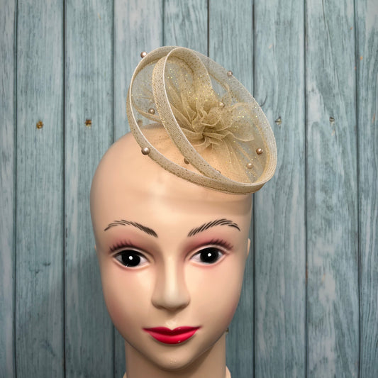 Golden Sparkle Fascinator Hair Clip
