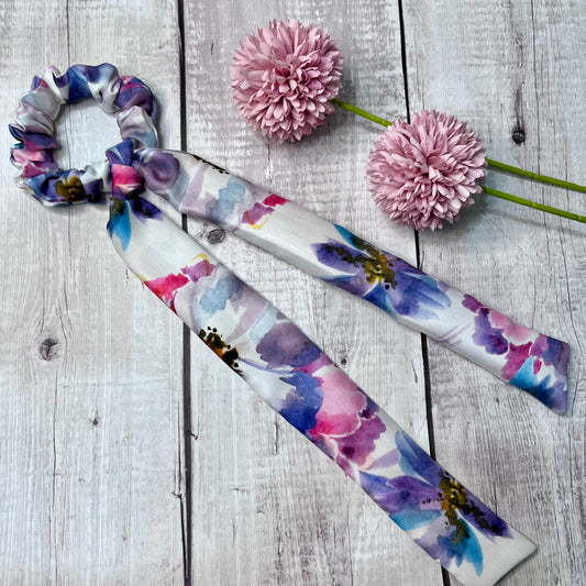 Floral Satin Scrunchie with Tail