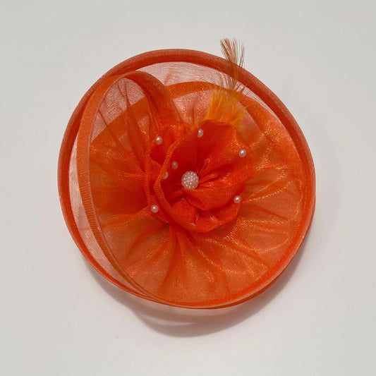 Orange Flower Fascinator | Birthday Headband for Baby Girl