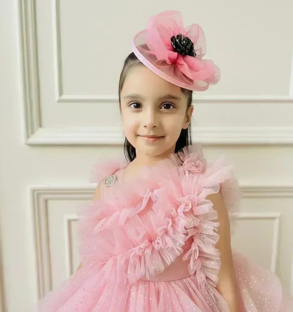 Dusky Pink Flower Fascinator Hat | Floral Baby Girl Headband